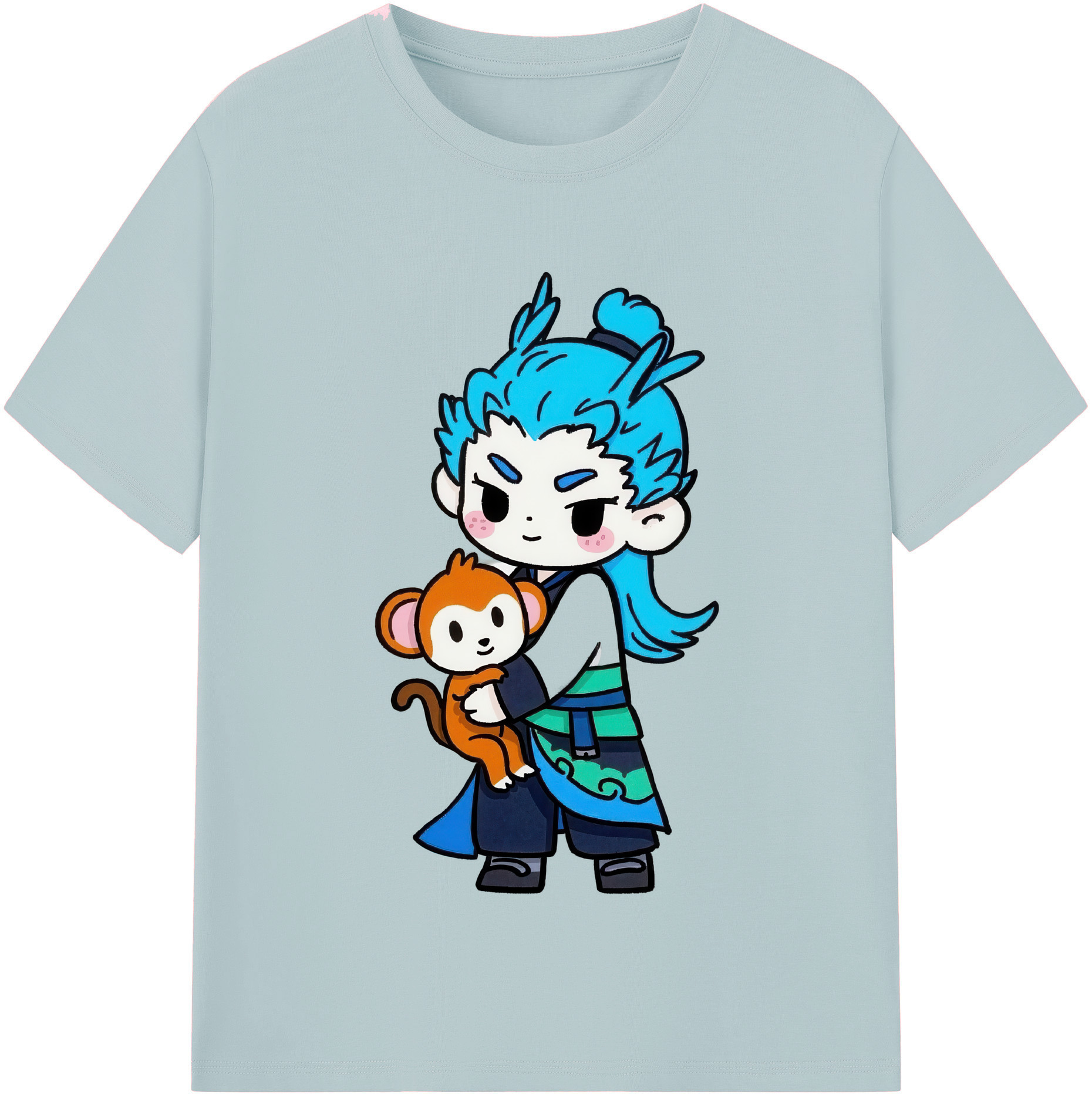 （画像用） Ne Zha 2 ナタ 魔童の大暴れ 綿100％半袖Tシャツ（フロントプリント）